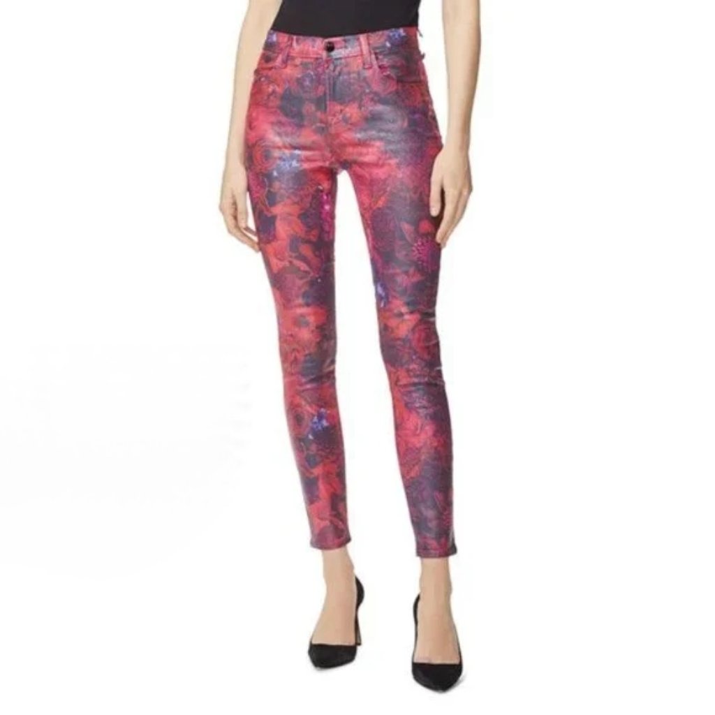 Nwt J Brand Floral Print Coated Denim Jeans 23